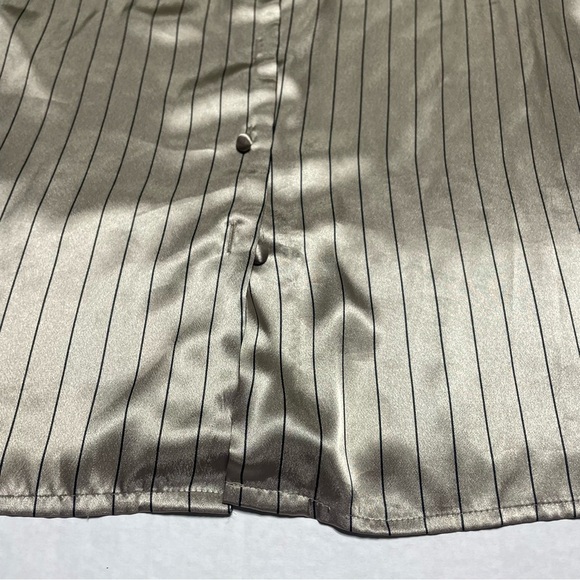 satin pin stripe button up blouse in champagne beige size 14 by Yves St. Clair - Picture 7 of 8